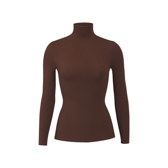 Skims Fits Everybody Cocoa Turtleneck Top Size Medium - Picture 1 of 1